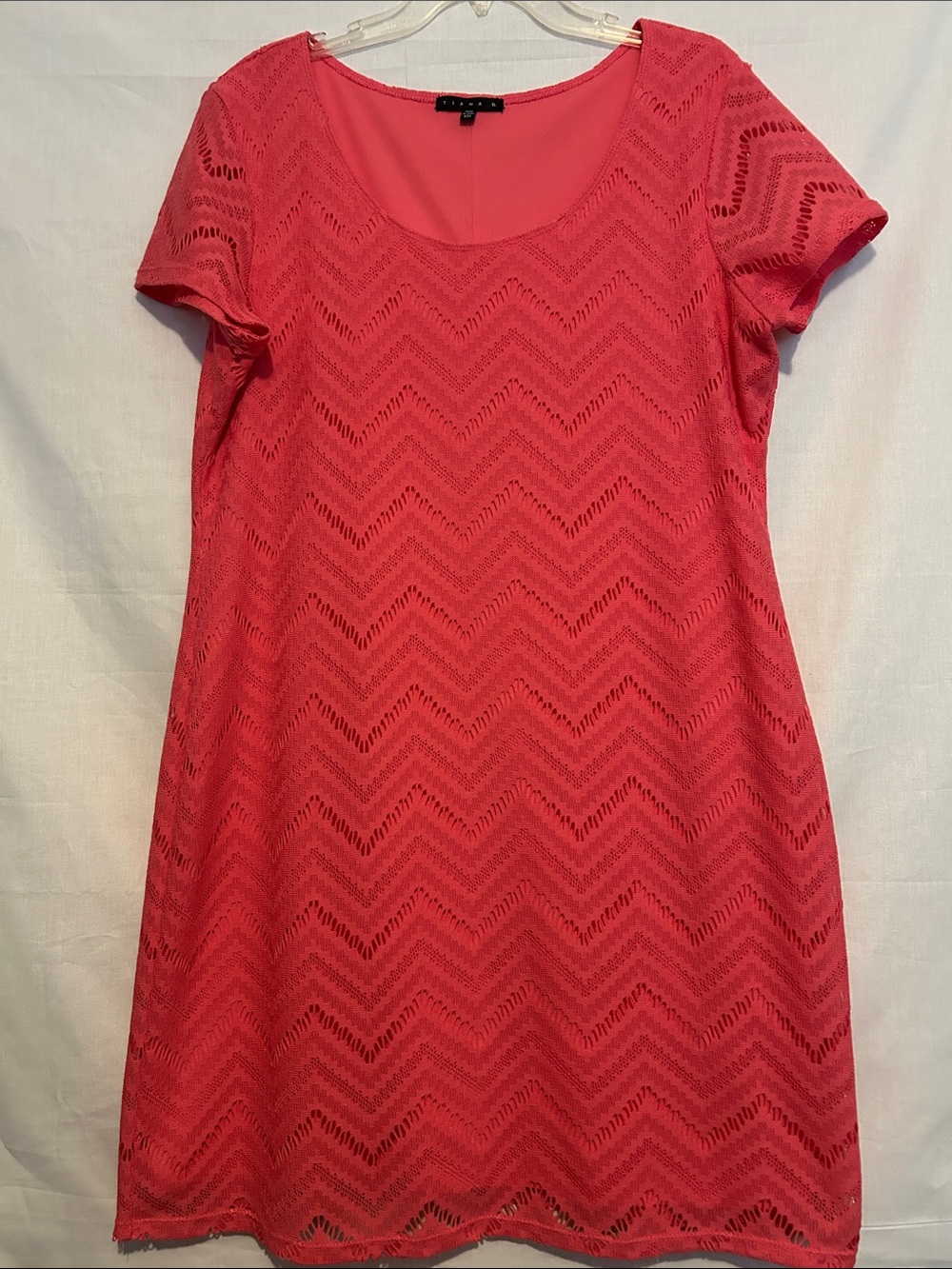 Tiana B. Coral Lace Chevron Scoop Neck  Dress